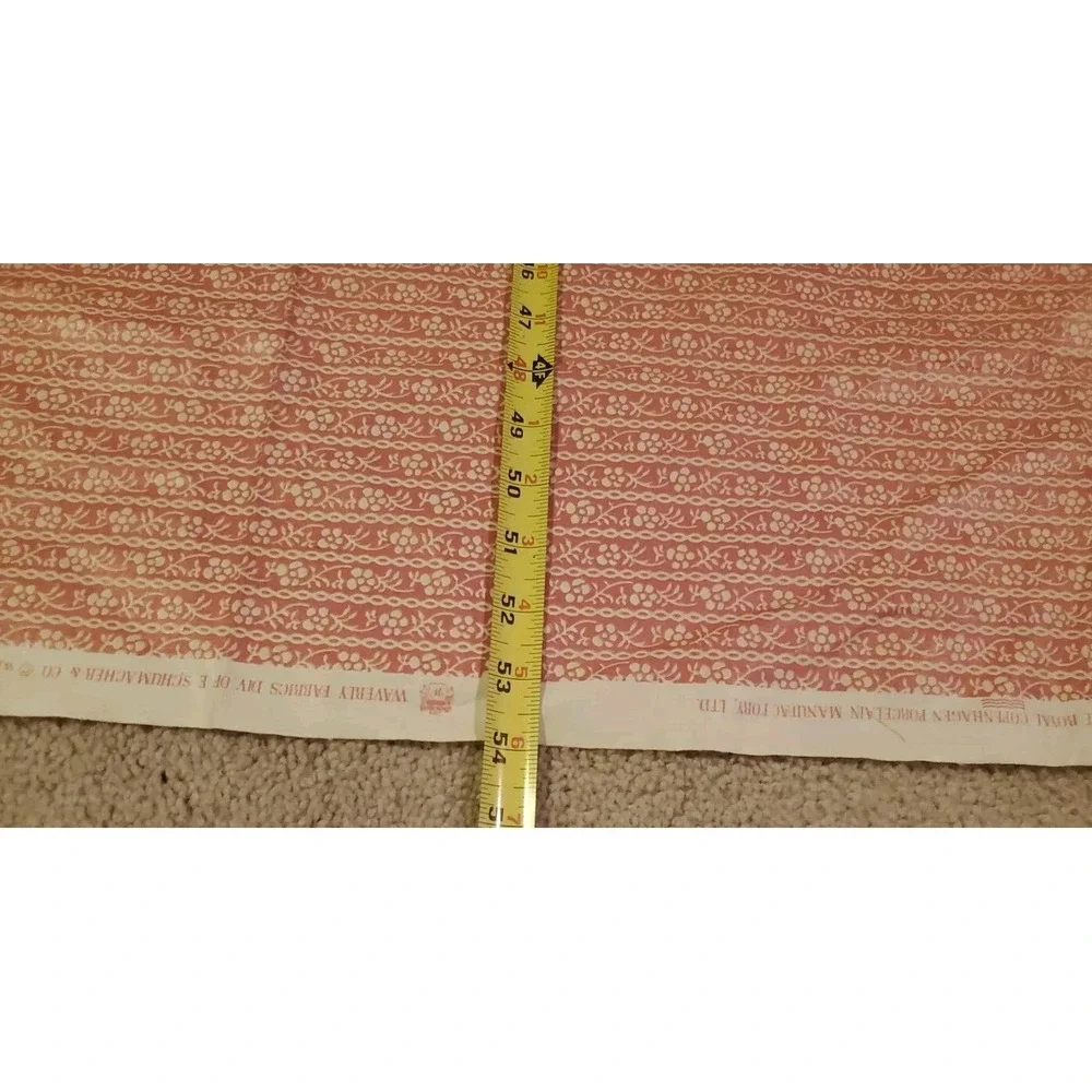 Vintage Waverly Fabric Royal Copenhagen Manufactory Floral Pink and White